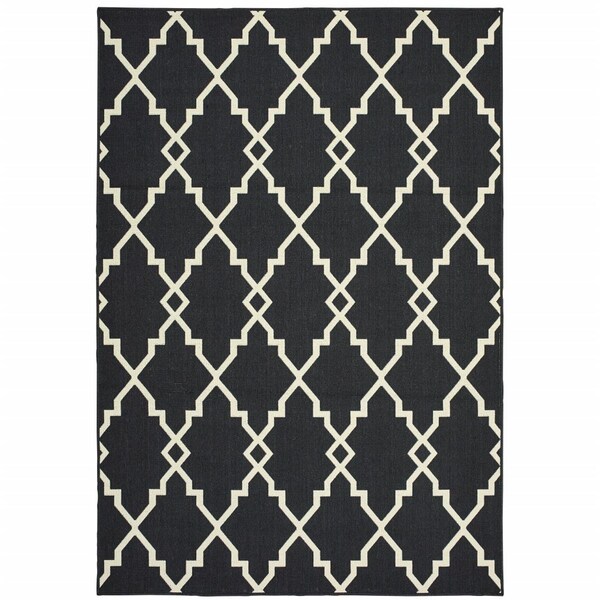 Palacedesigns 4 x 6 ft. Black & Ivory Trellis Indoor & Outdoor Area Rug PA2627917 - main
